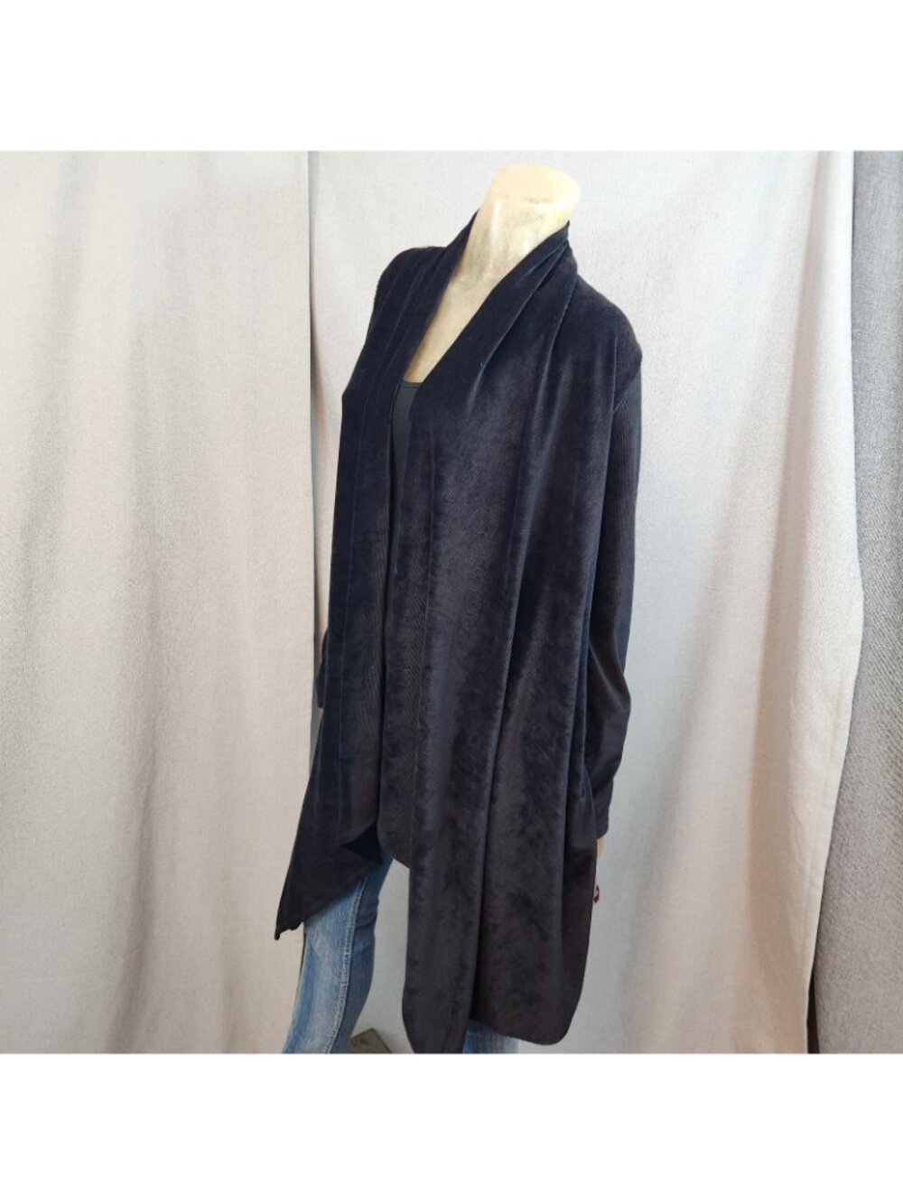 Southwestern Style & Black Long Sleeve Open Sweater Duster Jacket MEDIUM LARGE - Picture 7 of 8